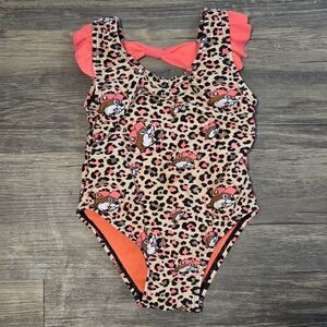 Buc-ee’s Baby Girl Swimsuit 6–9M Leopard Print Pink Bow One Piece